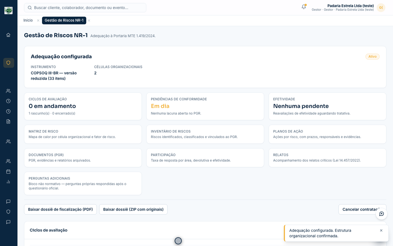 Hub NR-1 com checklist de adequação